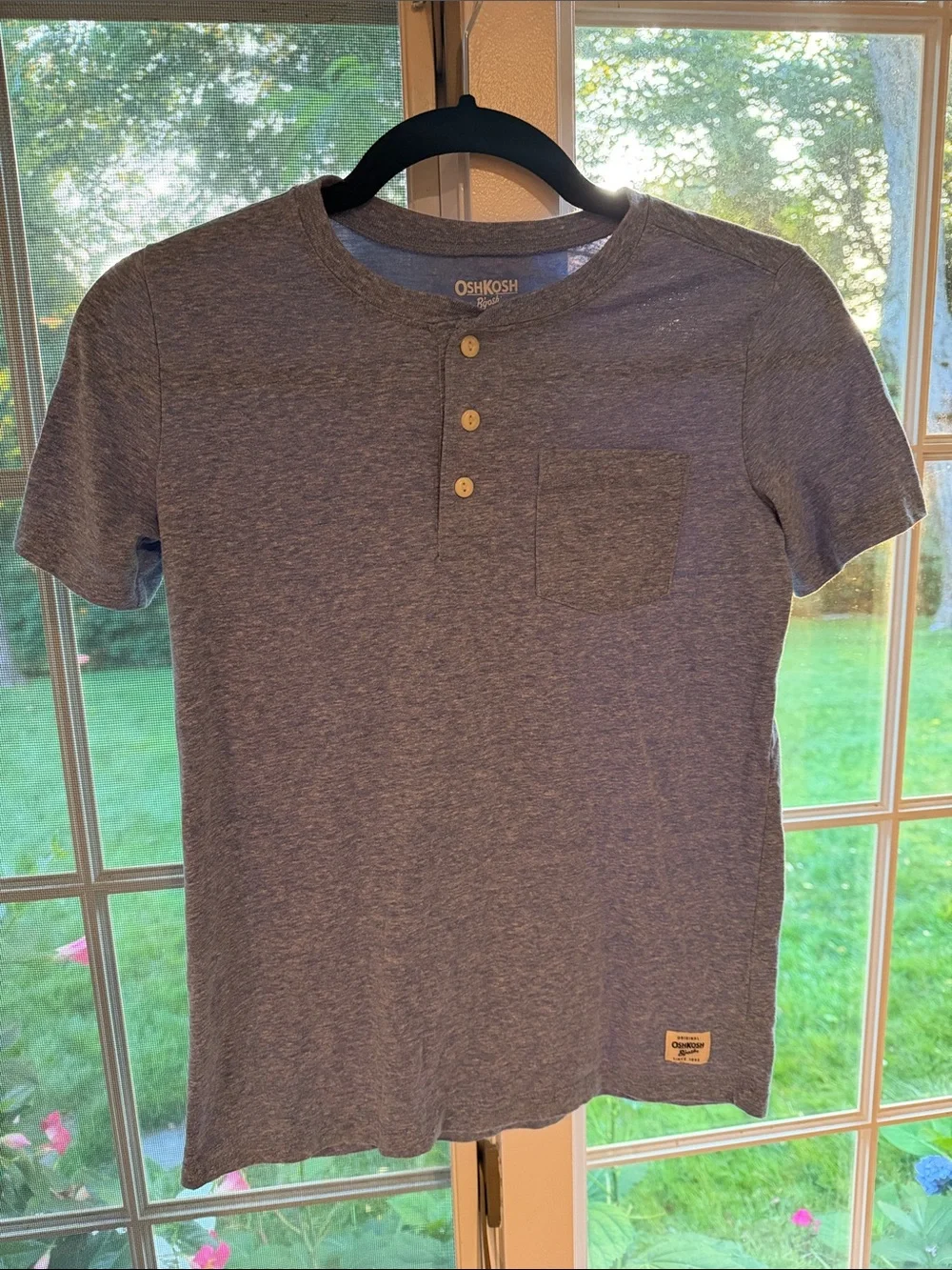 OshKosh B'gosh Heather Blue Short Sleeve Henley with Pocket